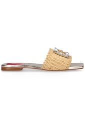 Roger Vivier 10mm Strass Buckle Raffia Flat Slides