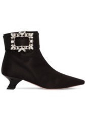 Roger Vivier 45mm Trianon Crystal Buckle Satin Boots