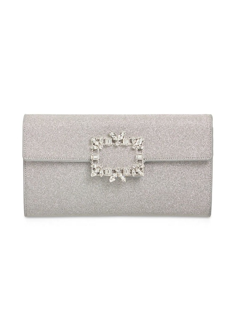 Roger Vivier Crystal Buckle Sparkle Envelope Clutch