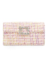 Roger Vivier Crystal Flower Buckle Envelope Clutch