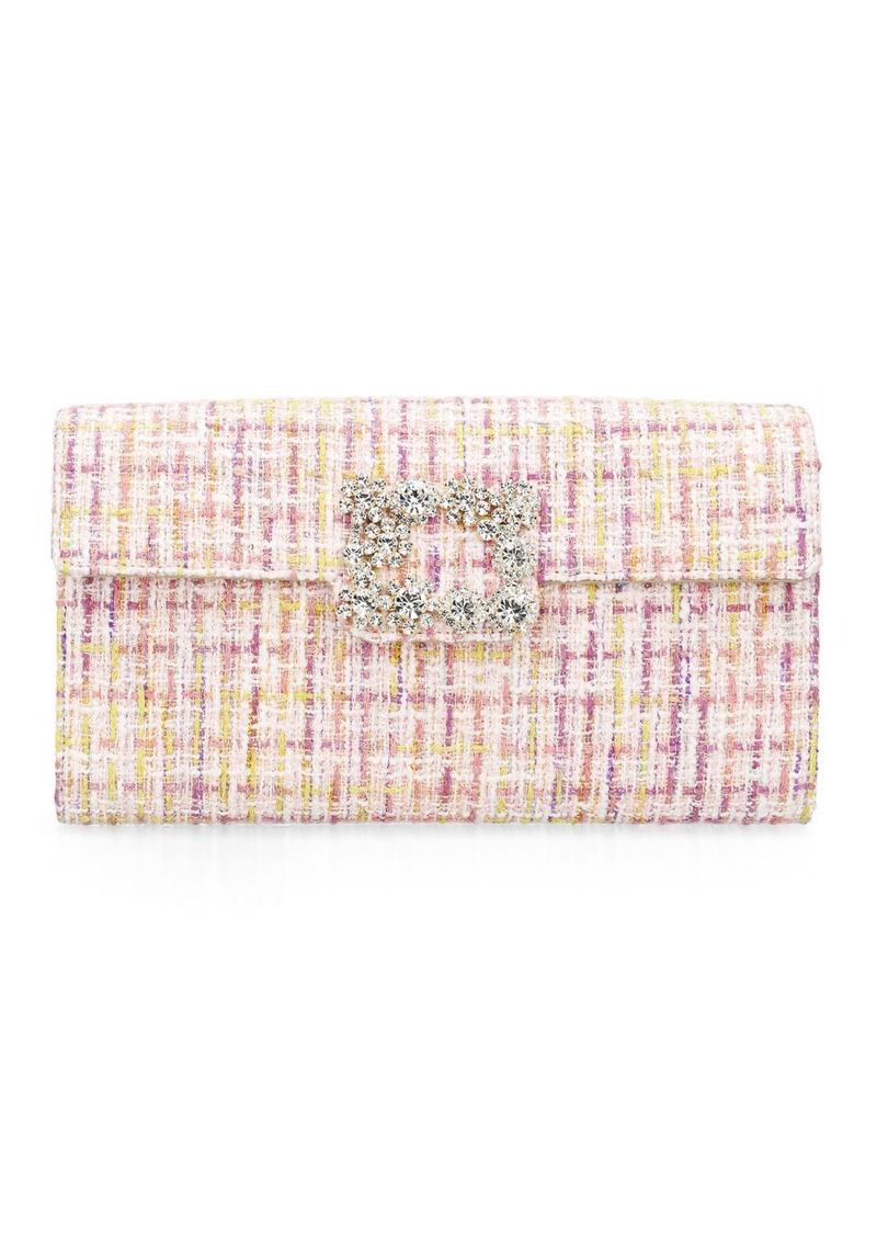 Roger Vivier Crystal Flower Buckle Envelope Clutch