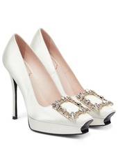 Roger Vivier Flower Strass satin platform pumps