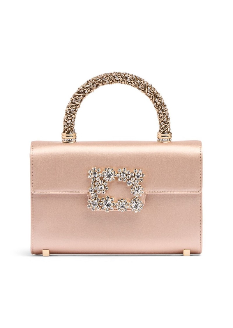 Roger Vivier Mini Flower Buckle Envelope Satin Bag