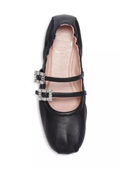 Roger Vivier Mini Strap Strass Leather Ballerina Flats