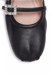 Roger Vivier Mini Strap Strass Leather Ballerina Flats