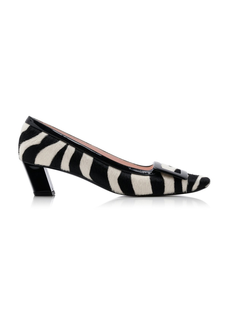 Roger Vivier - Belle Vivier Patent Leather-Trimmed Pony Hair Pumps - Animal - IT 38.5 - Moda Operandi