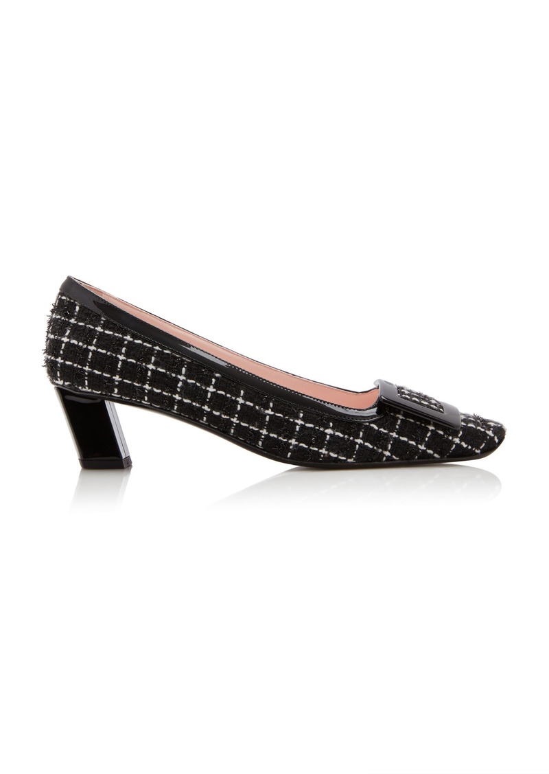 Roger Vivier - Belle Vivier Patent Leather-Trimmed Pumps - Black - IT 38 - Moda Operandi