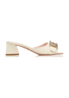 Roger Vivier - Bikiviv Buckle-Embellished Patent Leather Mules - White - IT 39.5 - Moda Operandi