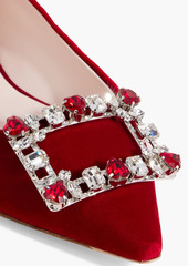 Roger Vivier - Brochamour embellished velvet point-toe flats - Red - EU 34.5