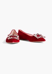 Roger Vivier - Brochamour embellished velvet point-toe flats - Red - EU 34.5