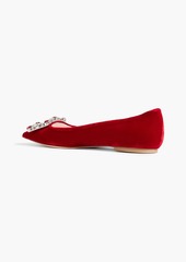 Roger Vivier - Brochamour embellished velvet point-toe flats - Red - EU 34.5