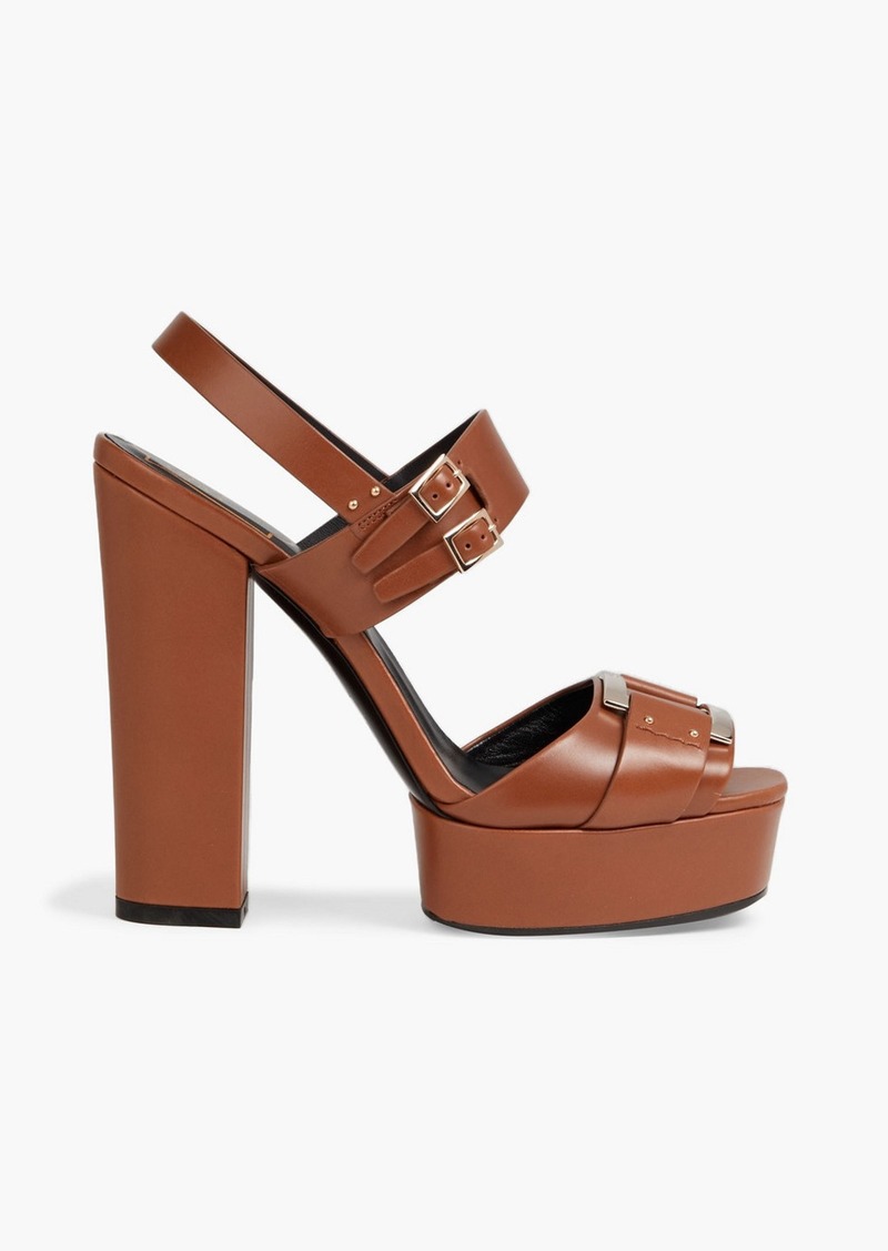 Roger Vivier - Buckle-embellished leather platform sandals - Brown - EU 39