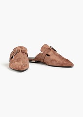 Roger Vivier - Buckle-embellished suede slippers - Brown - EU 35