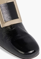 Roger Vivier - Buckle-embellished textured patent-leather knee boots - Black - EU 38