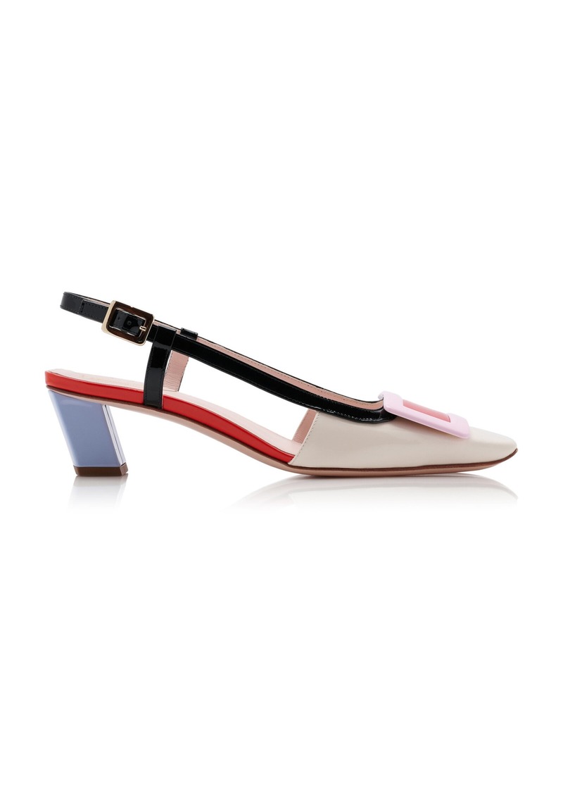 Roger Vivier - BV Buckle-Embellished Patent Leather Slingback Pumps - Multi - IT 39 - Moda Operandi