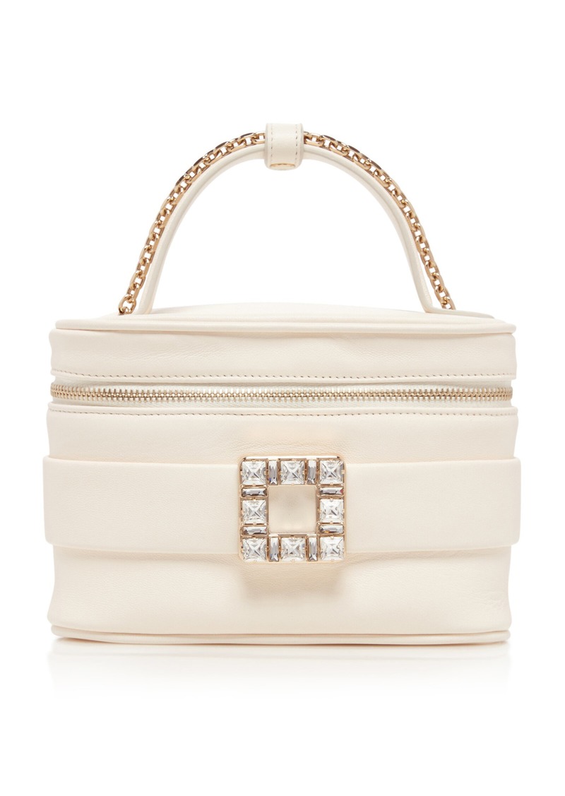 Roger Vivier - Crystal-Buckle Leather Vanity Bag - White - OS - Moda Operandi