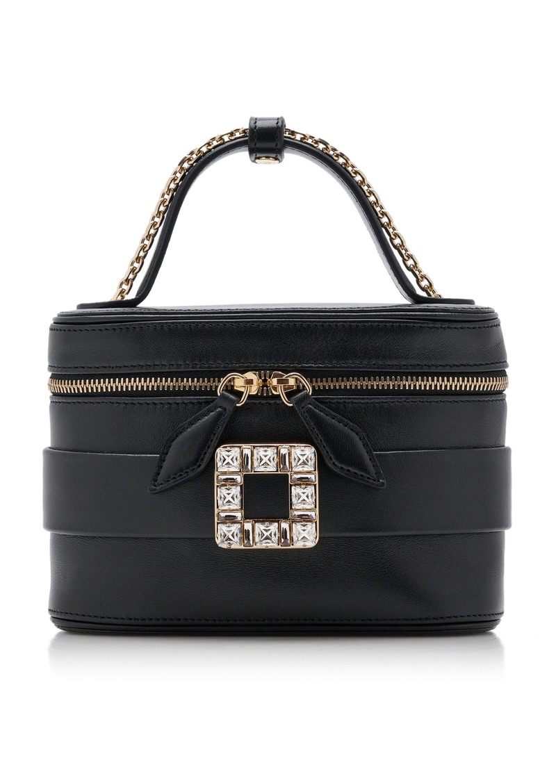 Roger Vivier - Crystal-Buckle Leather Vanity Micro Bag - Black - OS - Moda Operandi