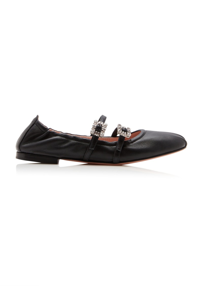 Roger Vivier - Crystal-Embellished Leather Ballet Flats - Black - IT 36 - Moda Operandi