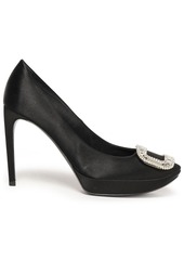 Roger Vivier - Crystal-embellished satin platform pumps - Black - EU 38.5