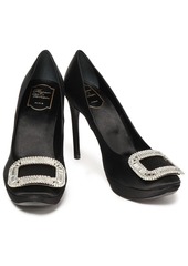 Roger Vivier - Crystal-embellished satin platform pumps - Black - EU 38.5