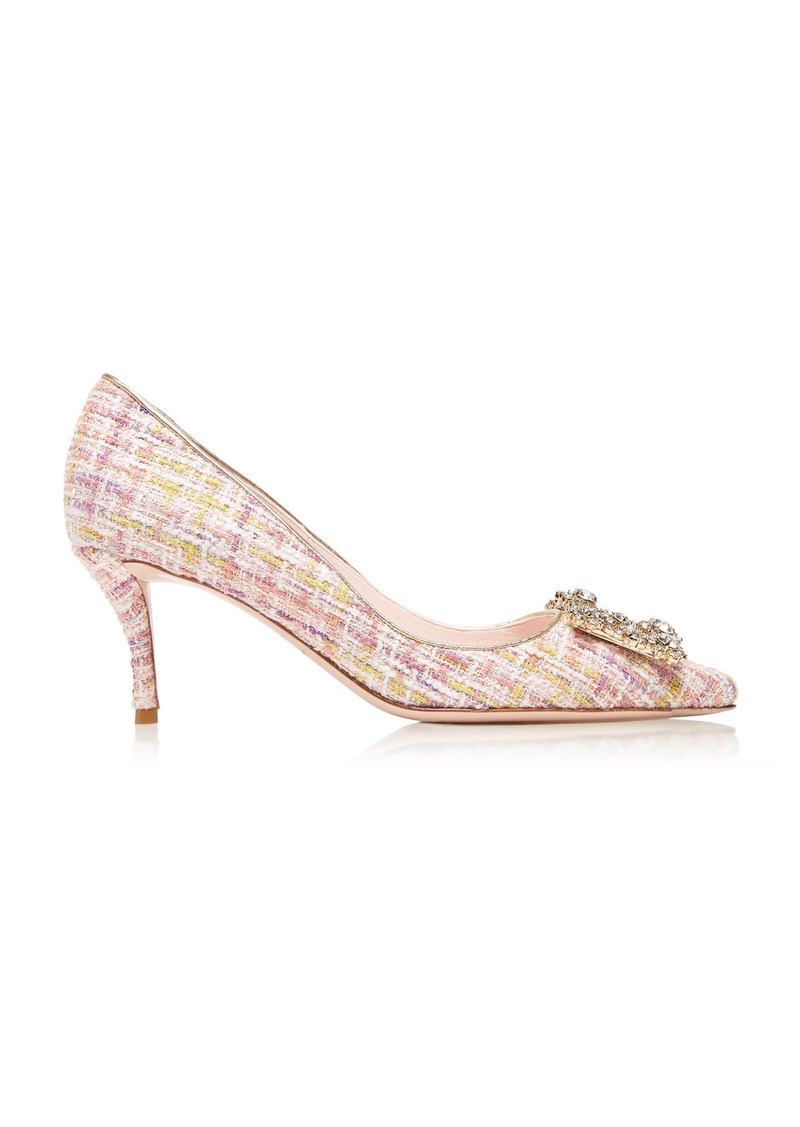 Roger Vivier - Crystal-Embellished Tweed Pumps - Multi - IT 37 - Moda Operandi