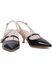 Roger Vivier - Crystal-embellished two-tone patent-leather slingback pumps - Black - EU 34.5