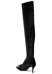 Roger Vivier - Crystal-embellished velvet over-the-knee boots - Black - EU 35.5