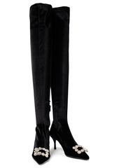 Roger Vivier - Crystal-embellished velvet over-the-knee boots - Black - EU 35.5