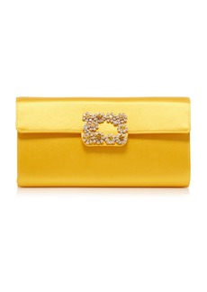 Roger Vivier - Crystal-Floral Satin Clutch - Yellow - OS - Moda Operandi