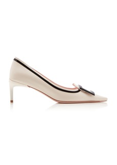 Roger Vivier - Decollete Patent-Trimmed Leather Pumps - White - IT 37.5 - Moda Operandi