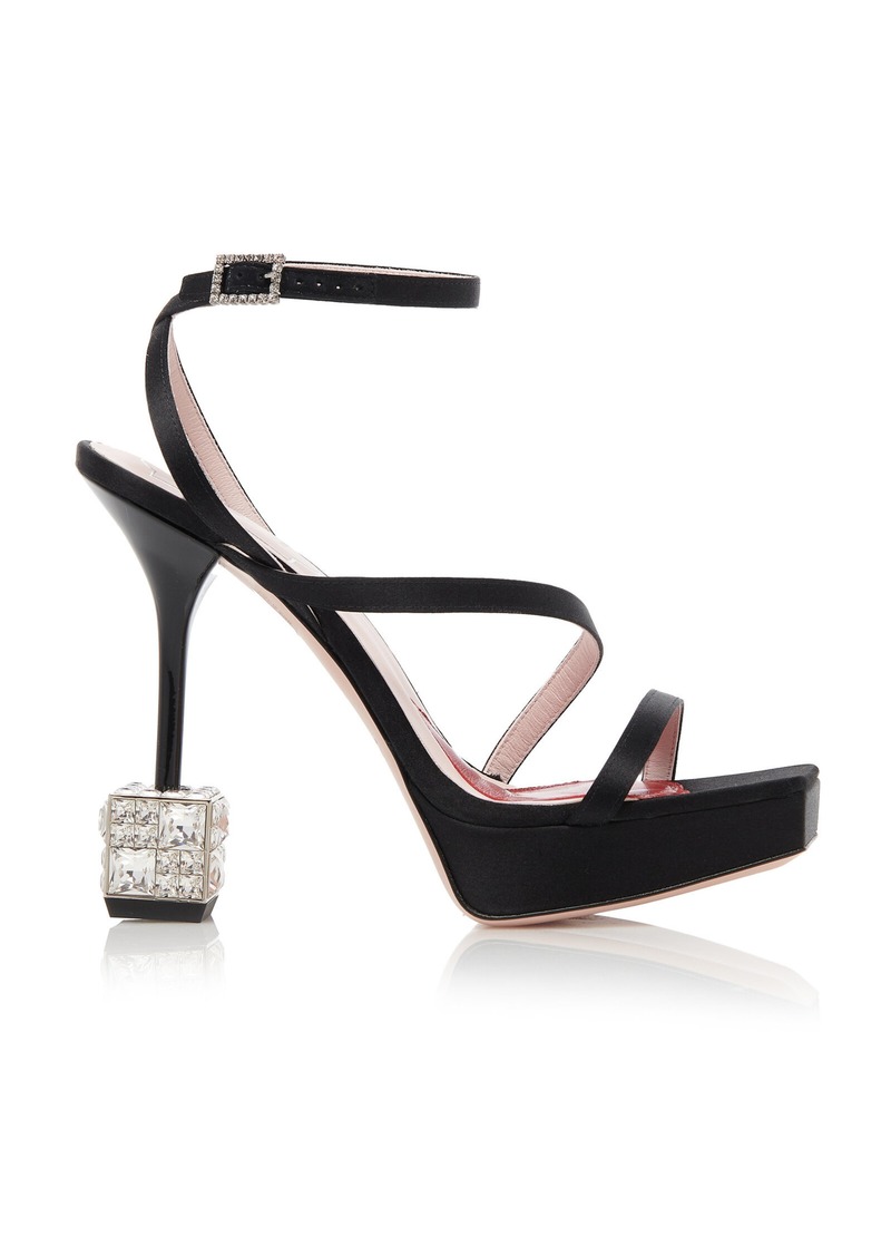 Roger Vivier - Embellished-Cube Satin Sandals - Black - IT 41 - Moda Operandi