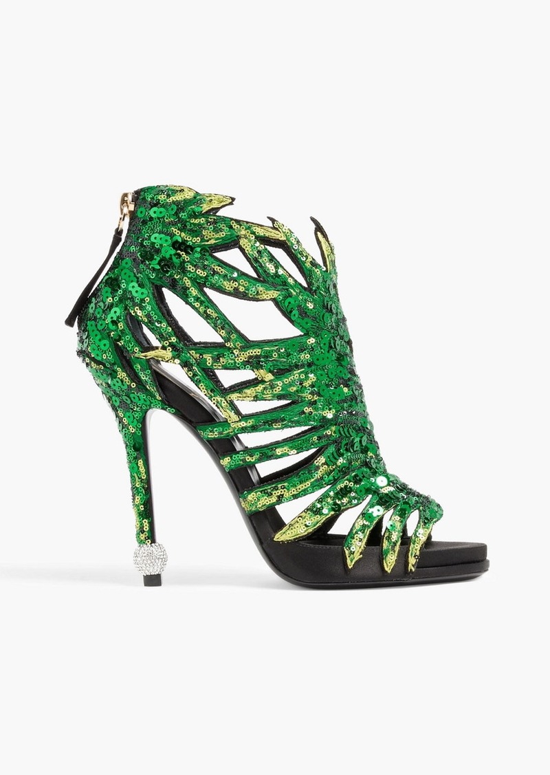 Roger Vivier - Embellished satin platform sandals - Green - EU 35.5