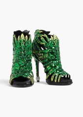 Roger Vivier - Embellished satin platform sandals - Green - EU 35.5