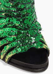 Roger Vivier - Embellished satin platform sandals - Green - EU 35.5