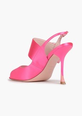 Roger Vivier - Floral-appliquéd satin slingback sandals - Pink - EU 35