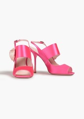 Roger Vivier - Floral-appliquéd satin slingback sandals - Pink - EU 35