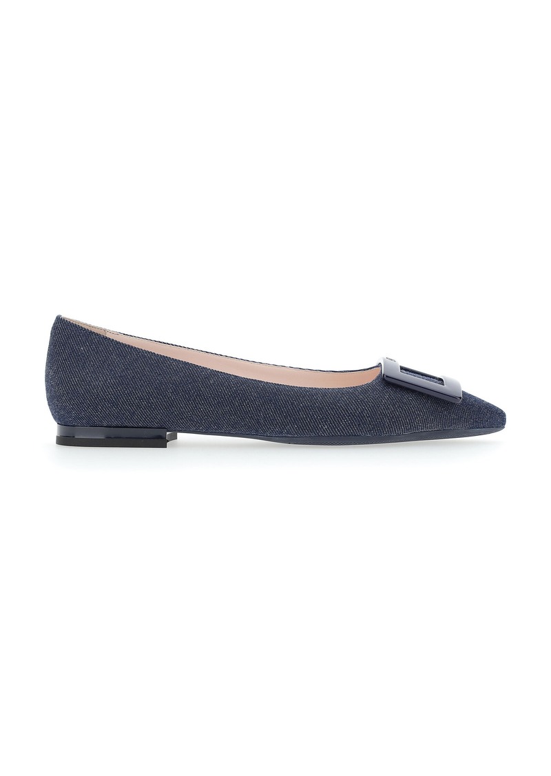 Roger Vivier - Gommettine Denim Flats - Blue - IT 37.5 - Moda Operandi