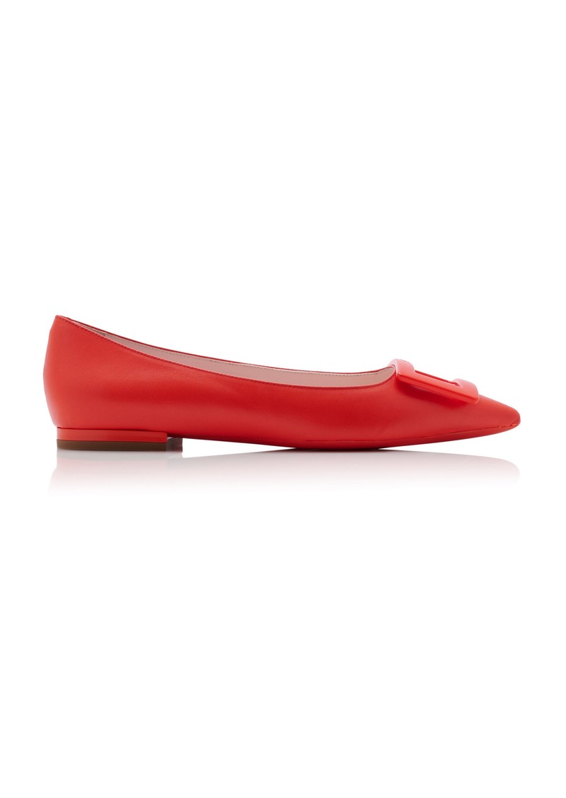 Roger Vivier - Gommettine Leather Flats - Red - IT 39 - Moda Operandi