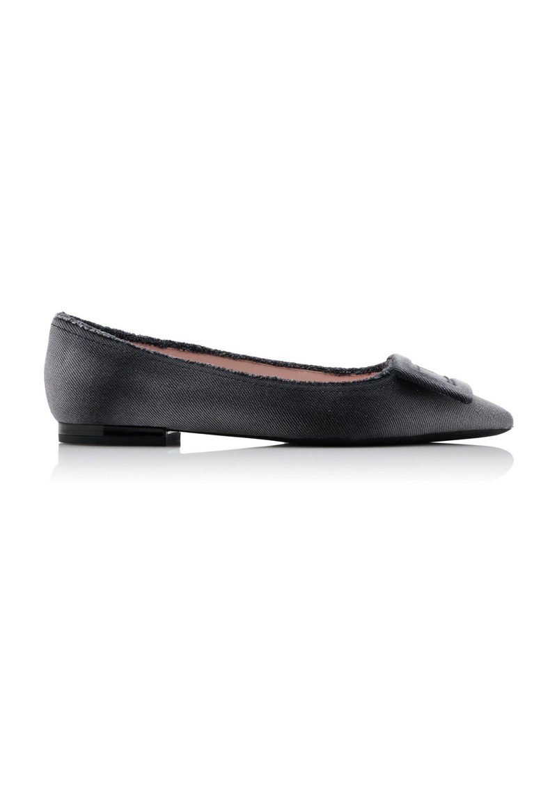 Roger Vivier - Gommettine Raw Edge Denim Flats - Black - IT 36 - Moda Operandi