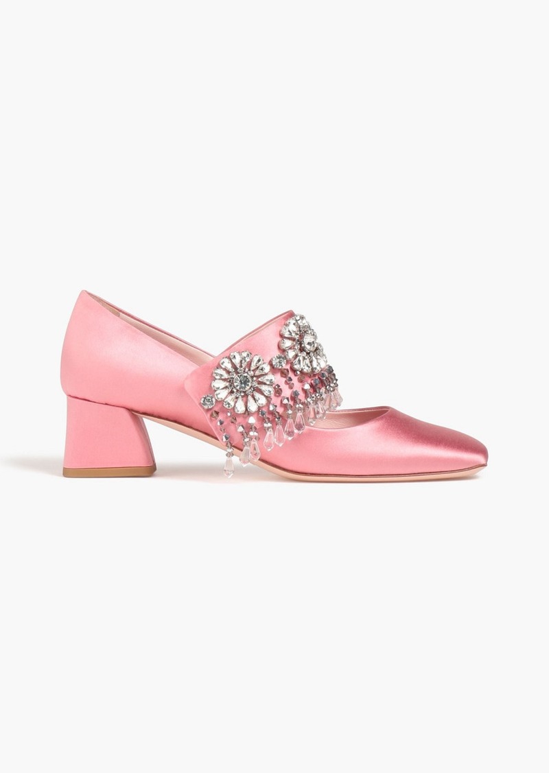 Roger Vivier - Grande Soirée embellished satin Mary Jane pumps - Pink - EU 35