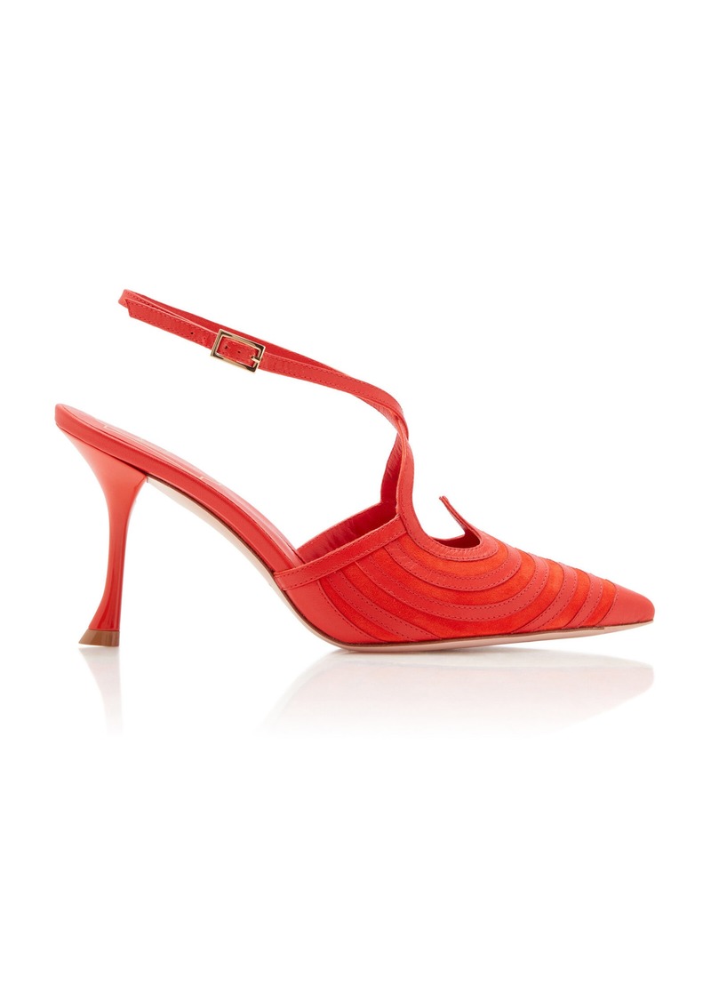 Roger Vivier - I Love Vivier Optical Slingback Leather Pumps - Red - IT 38 - Moda Operandi