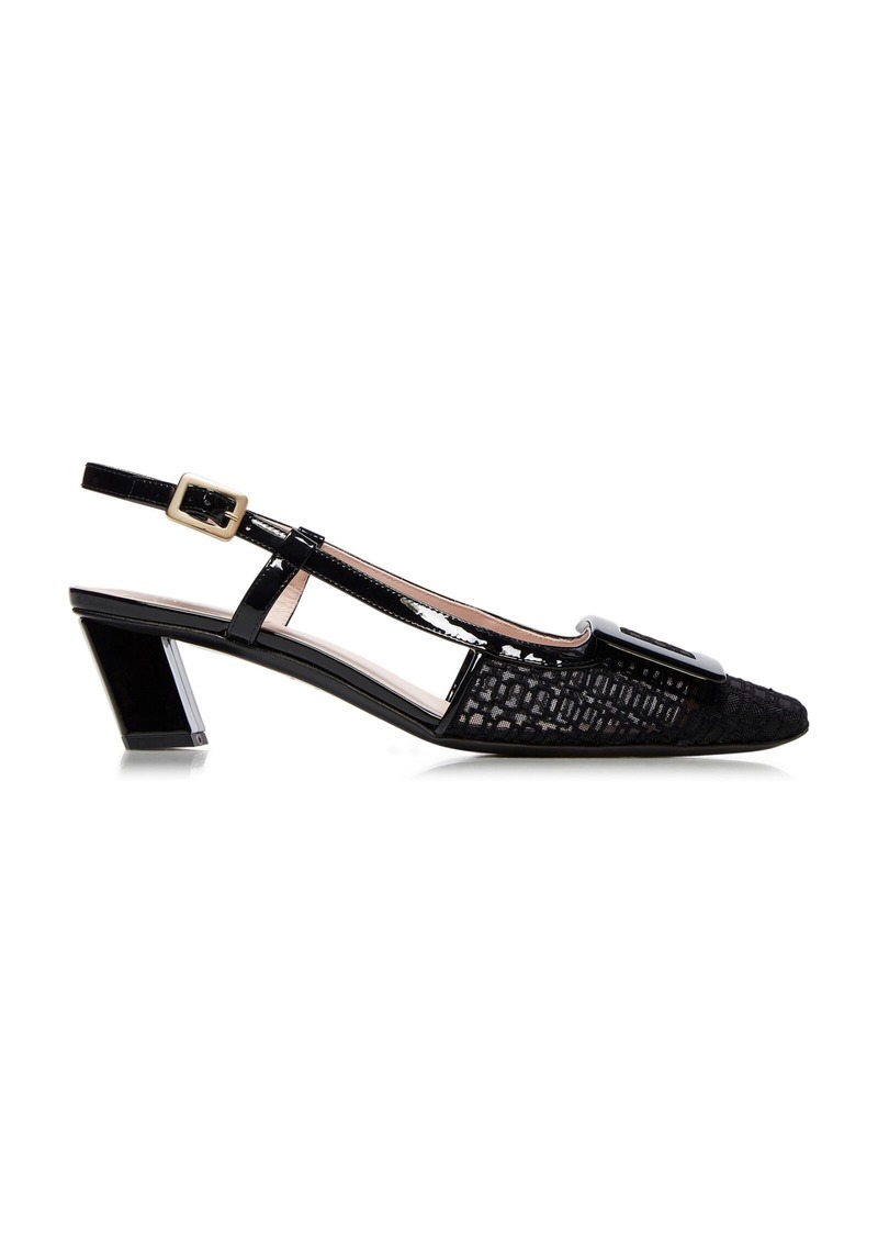 Roger Vivier - Jacquard Mesh Slingback Pumps - Black - IT 36 - Moda Operandi