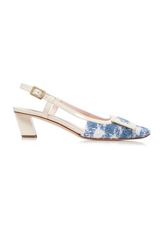 Roger Vivier - Lacquered Buckle-Embellished Slingback Pumps - Blue - IT 39 - Moda Operandi