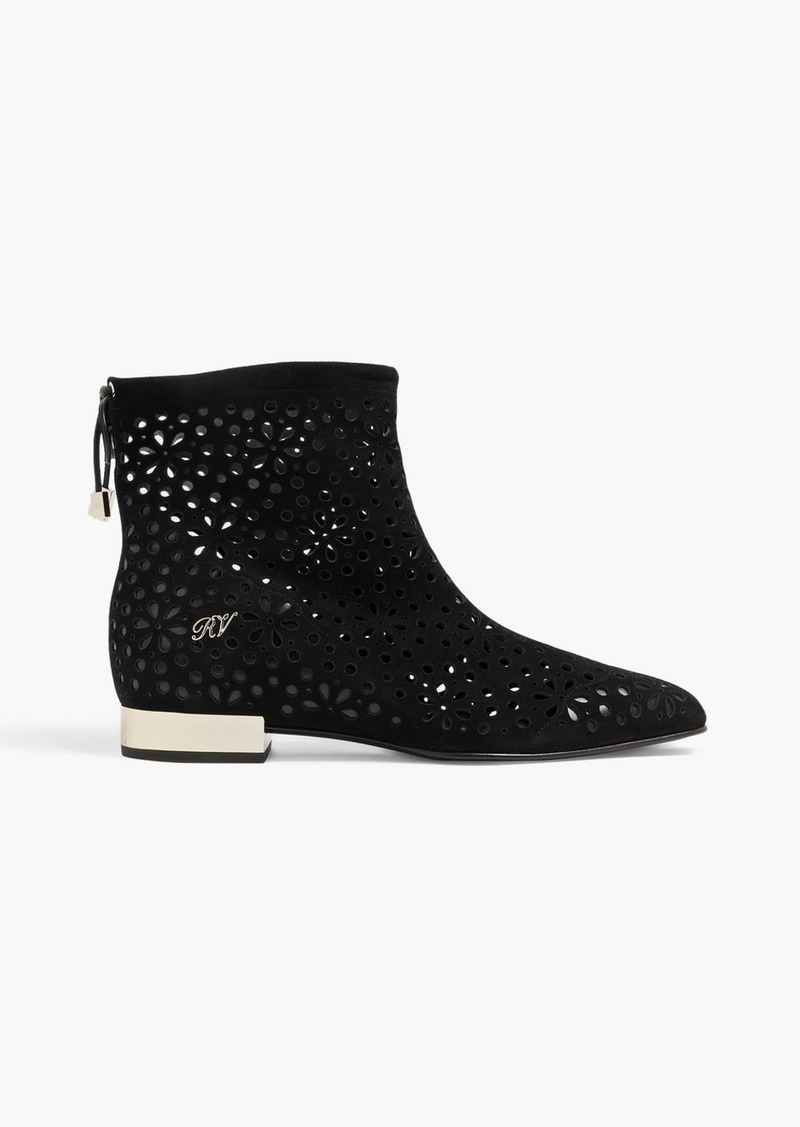 Roger Vivier - Laser-cut suede ankle boots - Black - EU 35