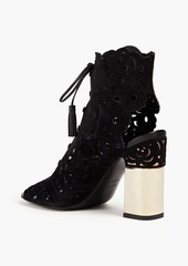 Roger Vivier - Embellished laser-cut suede ankle boots - Pink - EU 36