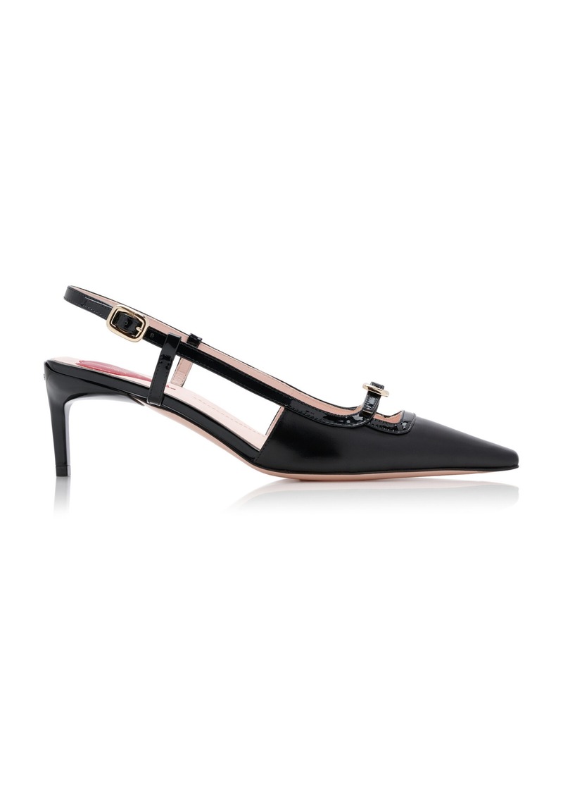 Roger Vivier - Mini-Buckle Leather Slingback Pumps - Black - IT 37 - Moda Operandi