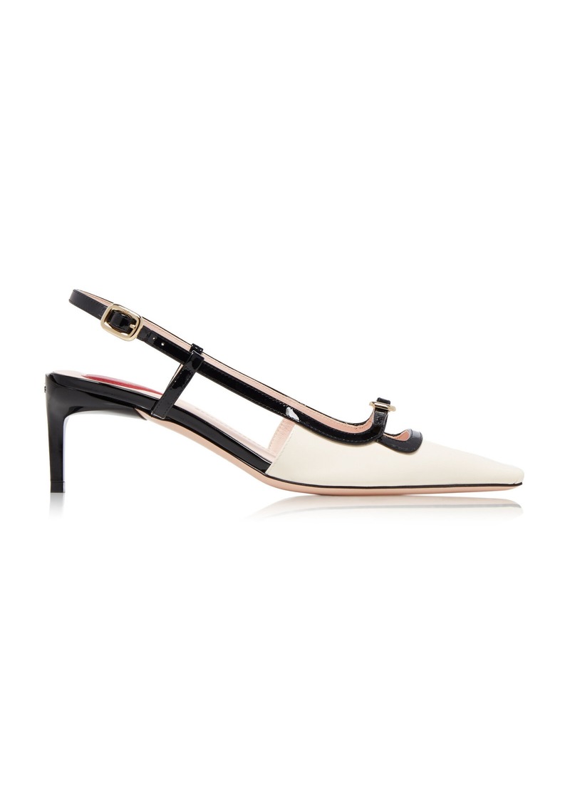 Roger Vivier - Mini-Buckle Patent Leather Slingback Pumps - White - IT 35 - Moda Operandi