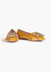 Roger Vivier - RV Broche embellished velvet point-toe flats - Yellow - EU 35