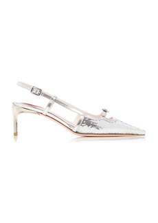 Roger Vivier - Sequined Mini-Buckle Slingback Pumps - White - IT 41 - Moda Operandi