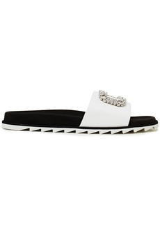 Roger Vivier - Slidy Viv embellished leather slides - White - EU 36